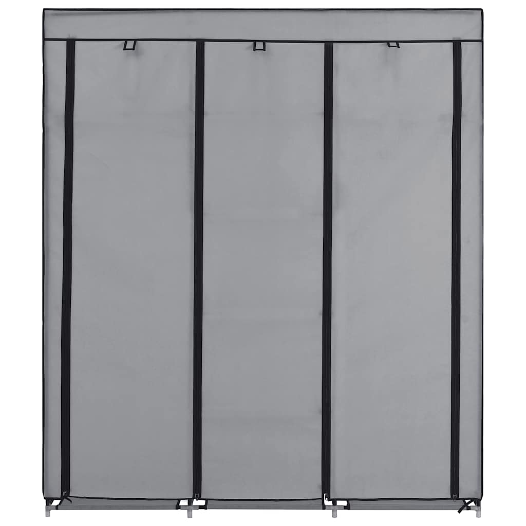 282456  Wardrobe with Compartments and Rods Grey 150x45x175 cm Fabric - PAKOBAZAAR