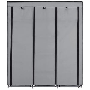 282456  Wardrobe with Compartments and Rods Grey 150x45x175 cm Fabric - PAKOBAZAAR