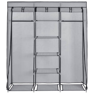 282456  Wardrobe with Compartments and Rods Grey 150x45x175 cm Fabric - PAKOBAZAAR