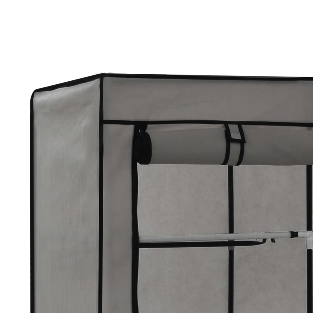 282456  Wardrobe with Compartments and Rods Grey 150x45x175 cm Fabric - PAKOBAZAAR