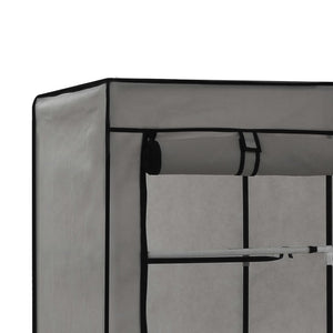 282456  Wardrobe with Compartments and Rods Grey 150x45x175 cm Fabric - PAKOBAZAAR