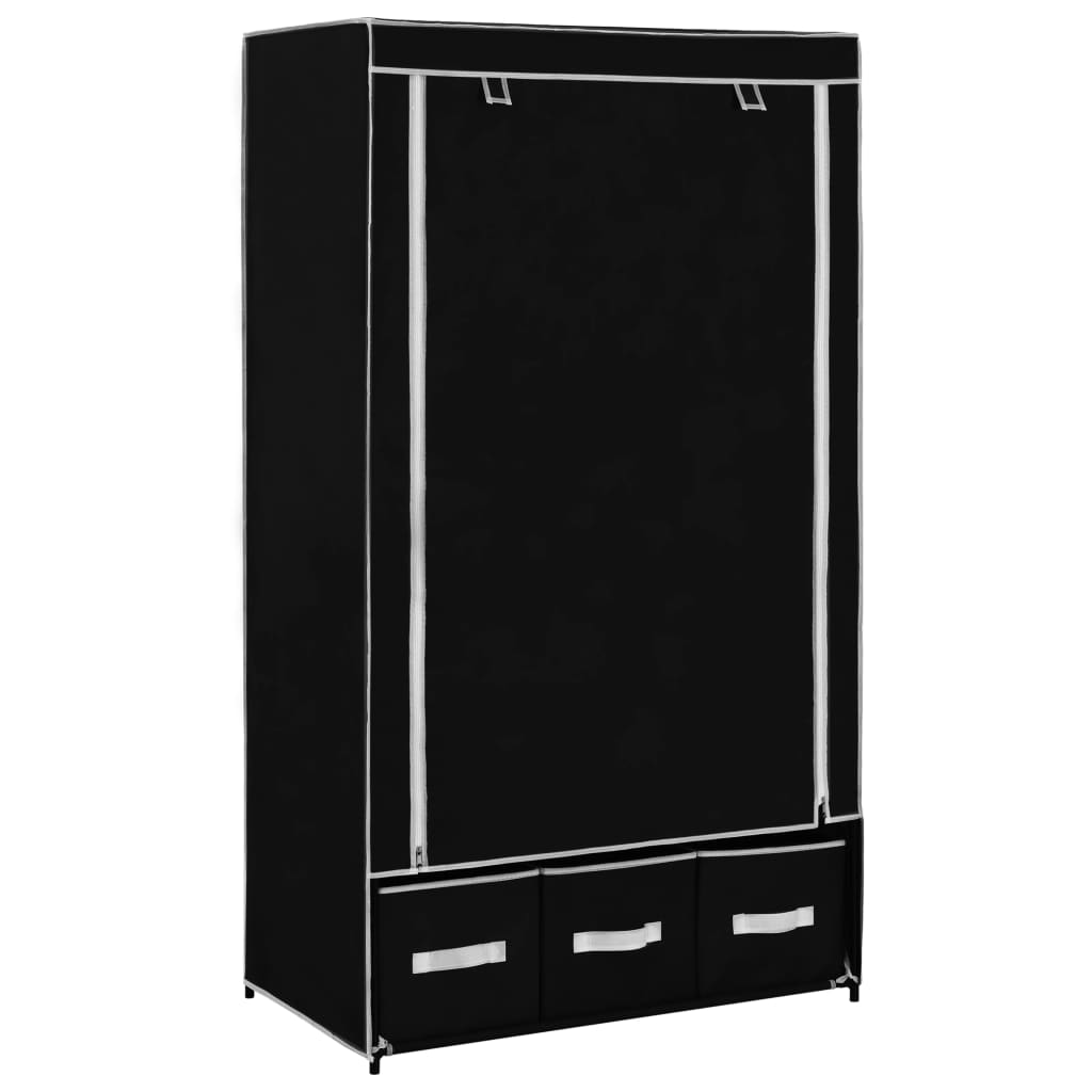 282457  Wardrobe Black 87x49x159 cm Fabric - PAKOBAZAAR
