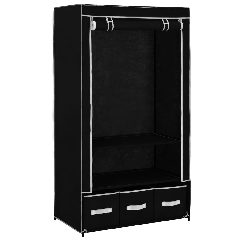 282457  Wardrobe Black 87x49x159 cm Fabric - PAKOBAZAAR