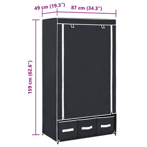 282457  Wardrobe Black 87x49x159 cm Fabric - PAKOBAZAAR