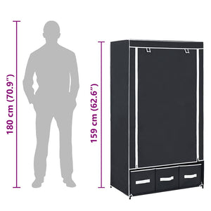 282457  Wardrobe Black 87x49x159 cm Fabric - PAKOBAZAAR