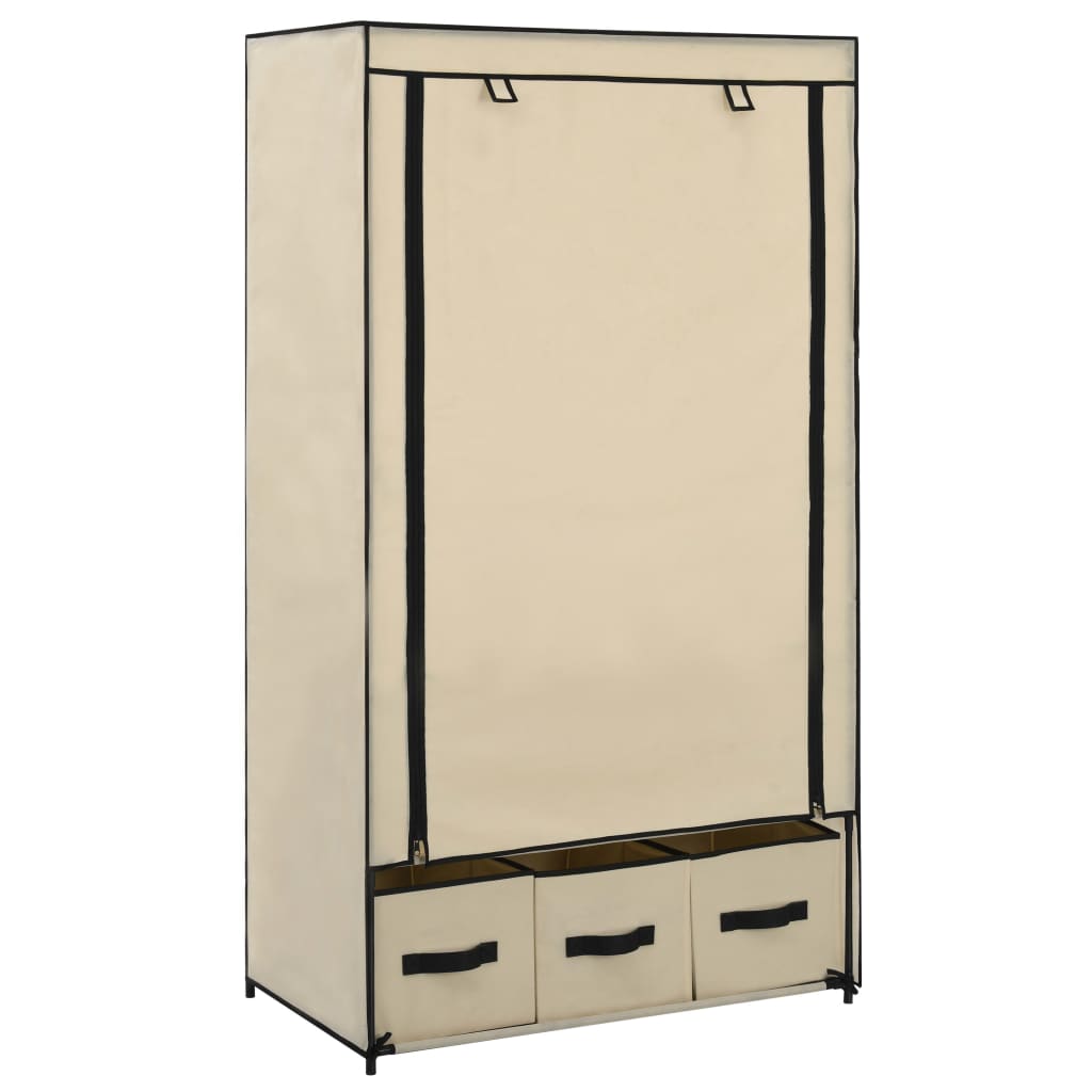282459  Wardrobe Cream 87x49x159 cm Fabric - PAKOBAZAAR