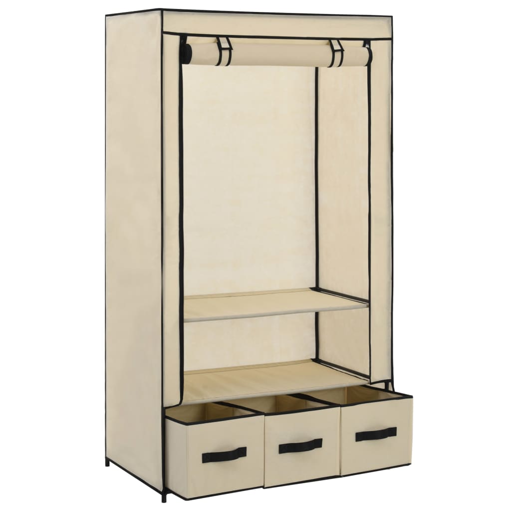 282459  Wardrobe Cream 87x49x159 cm Fabric - PAKOBAZAAR