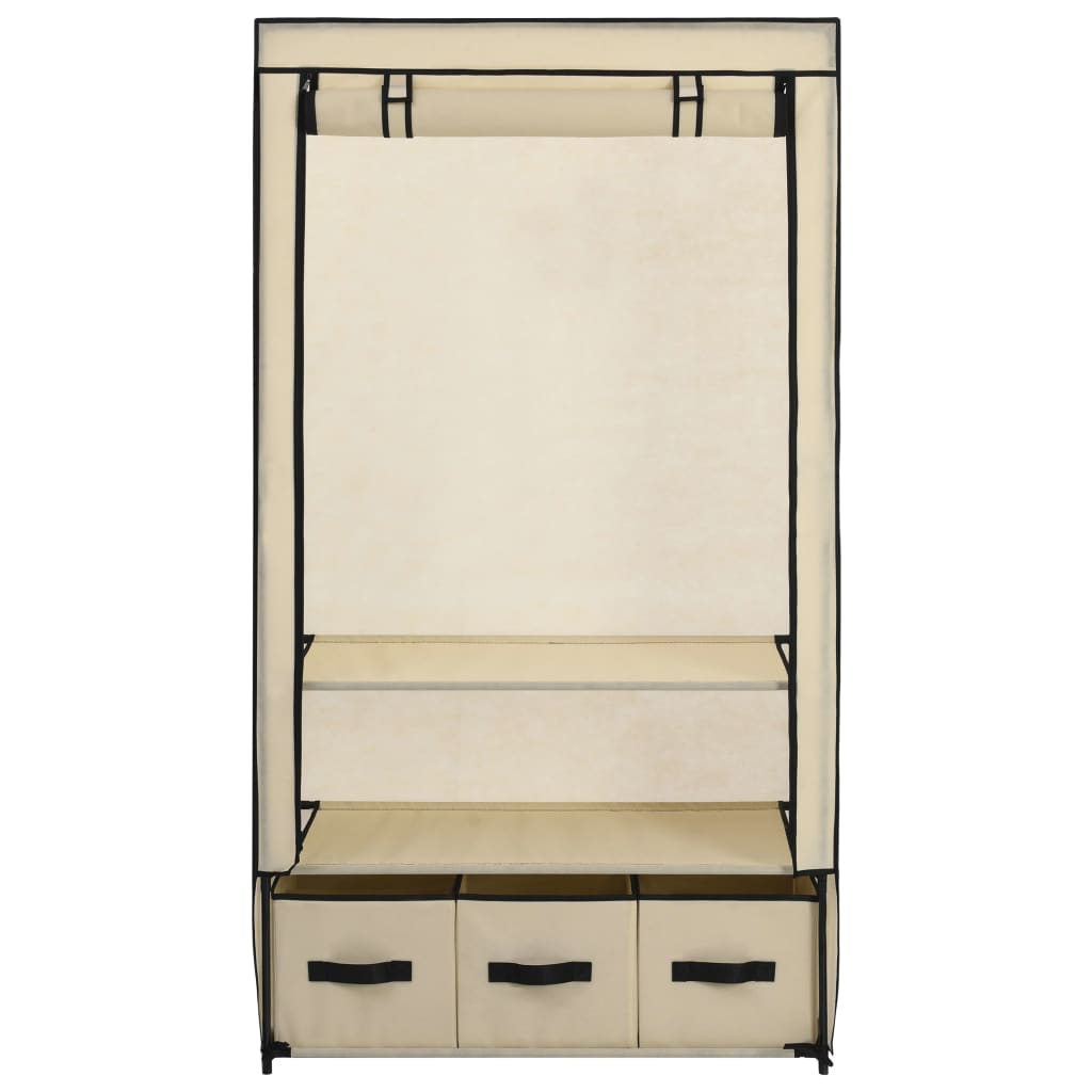 282459  Wardrobe Cream 87x49x159 cm Fabric - PAKOBAZAAR