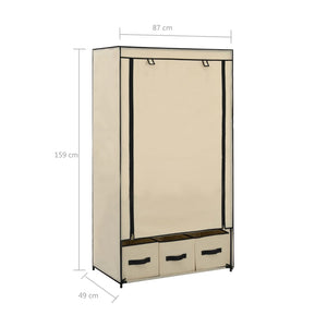 282459  Wardrobe Cream 87x49x159 cm Fabric - PAKOBAZAAR