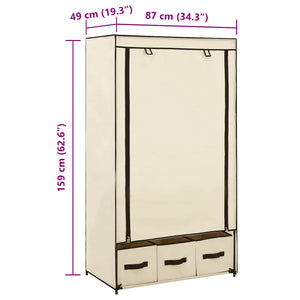 282459  Wardrobe Cream 87x49x159 cm Fabric - PAKOBAZAAR