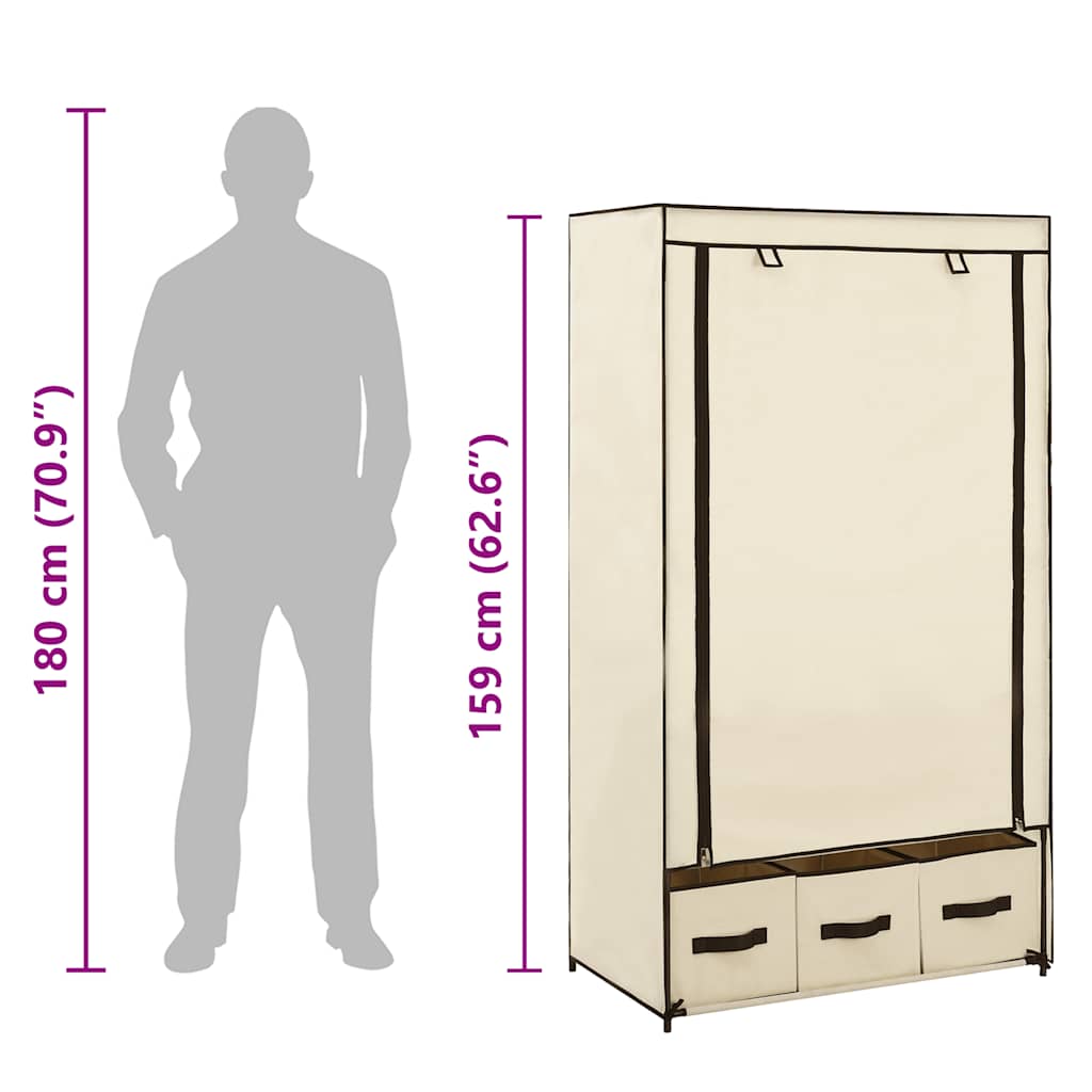 282459  Wardrobe Cream 87x49x159 cm Fabric - PAKOBAZAAR