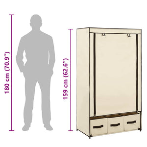 282459  Wardrobe Cream 87x49x159 cm Fabric - PAKOBAZAAR