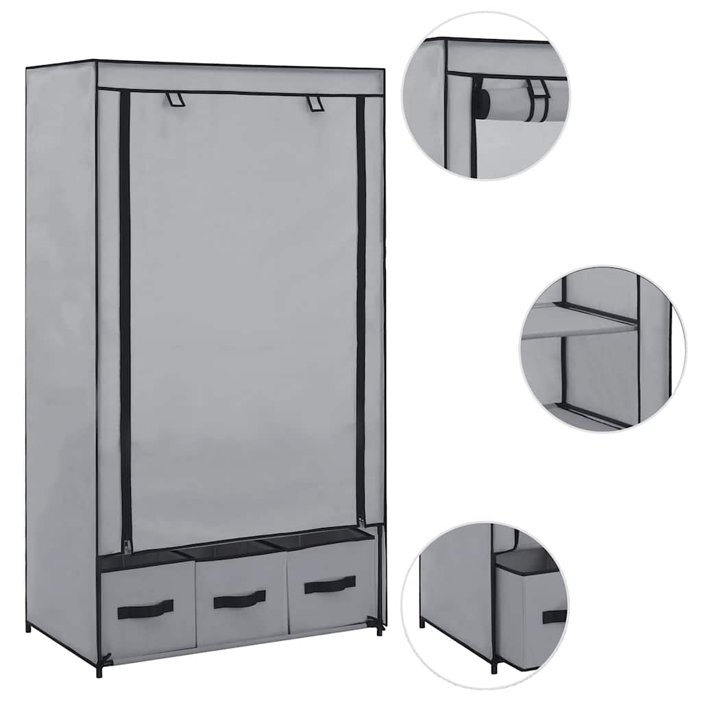 282460  Wardrobe Grey 87x49x159 cm Fabric - PAKOBAZAAR