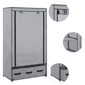 282460  Wardrobe Grey 87x49x159 cm Fabric - PAKOBAZAAR