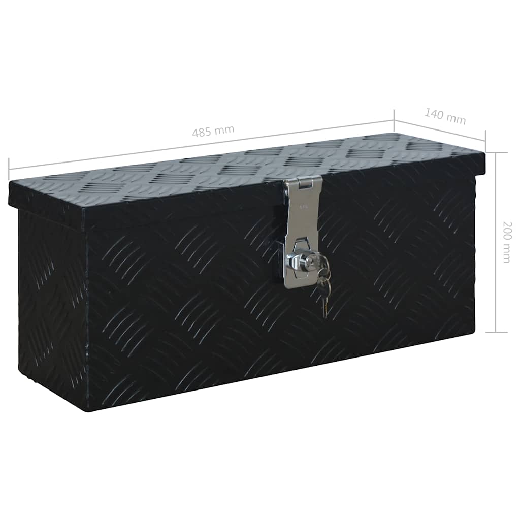 Κουτί Αποθήκευσης Μαύρο 485 x 140 x 200 χιλ. Αλουμινίου - Pakobazaar
