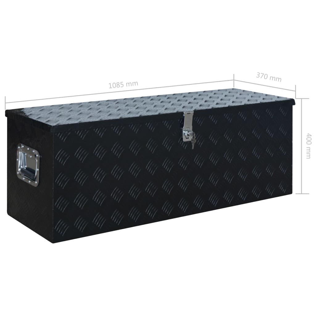 Κουτί Αποθήκευσης Μαύρο 1085 x 370 x 400 χιλ. Αλουμινίου - PAKOBAZAAR