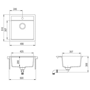 Νεροχύτης με Μονή Γούρνα Μπεζ Γρανιτένιος - PAKOBAZAAR