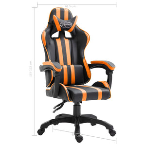Καρέκλα Gaming Πορτοκαλί από Συνθετικό Δέρμα