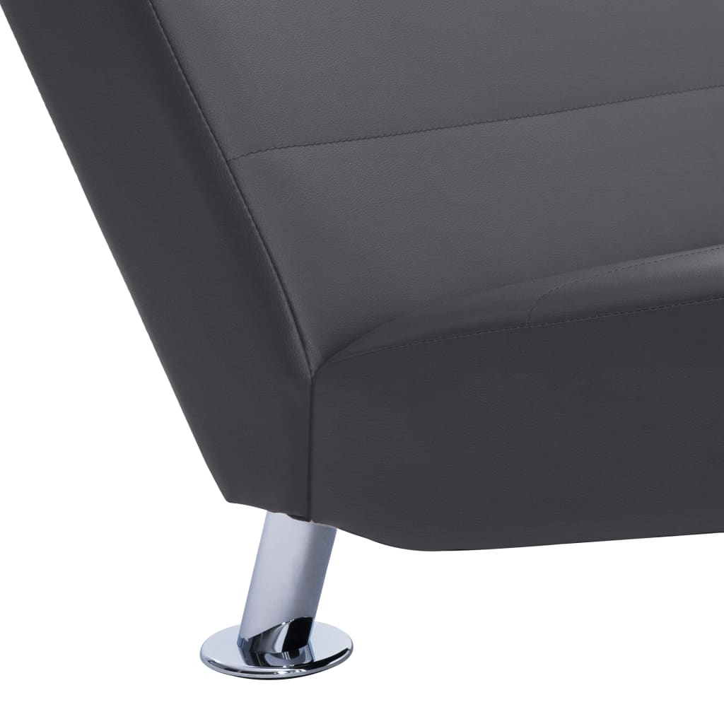 Ανάκλιντρο Γκρι από Συνθετικό Δέρμα με Μαξιλάρι - Pakobazaar