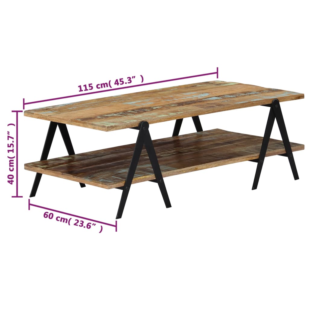 Τραπεζάκι Σαλονιού 115x60x40 εκ. από Μασίφ Ανακυκλωμένο Ξύλο - PAKOBAZAAR