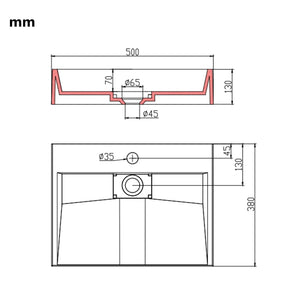 Νιπτήρας Λευκός 50x38x13 εκ. Συνθετικός από Τεχνητό Μάρμαρο - PAKOBAZAAR