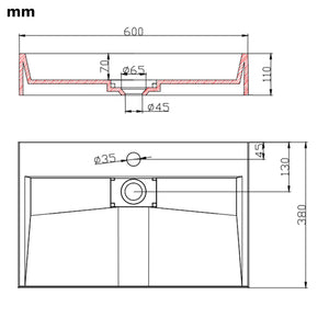 Νιπτήρας Λευκός 60x38x11 εκ. Συνθετικός από Τεχνητό Μάρμαρο - PAKOBAZAAR