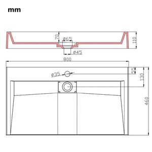 Νιπτήρας Λευκός 80x46x11 εκ. Συνθετικός από Τεχνητό Μάρμαρο - PAKOBAZAAR