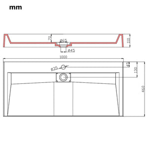 Νιπτήρας Λευκός 100x46x11 εκ. Συνθετικός από Τεχνητό Μάρμαρο - PAKOBAZAAR