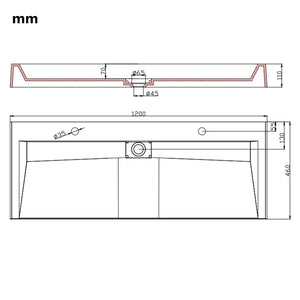 Νιπτήρας Λευκός 120x46x11 εκ. Συνθετικός από Τεχνητό Μάρμαρο - PAKOBAZAAR