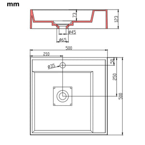 Νιπτήρας Λευκός 50x50x12,3 εκ. Συνθετικός από Τεχνητό Μάρμαρο - PAKOBAZAAR