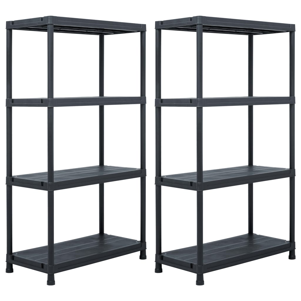 Ραφιέρες 2 τεμ. Μαύρες 60 x 30 x 138 εκ. Πλαστικές - PAKOBAZAAR