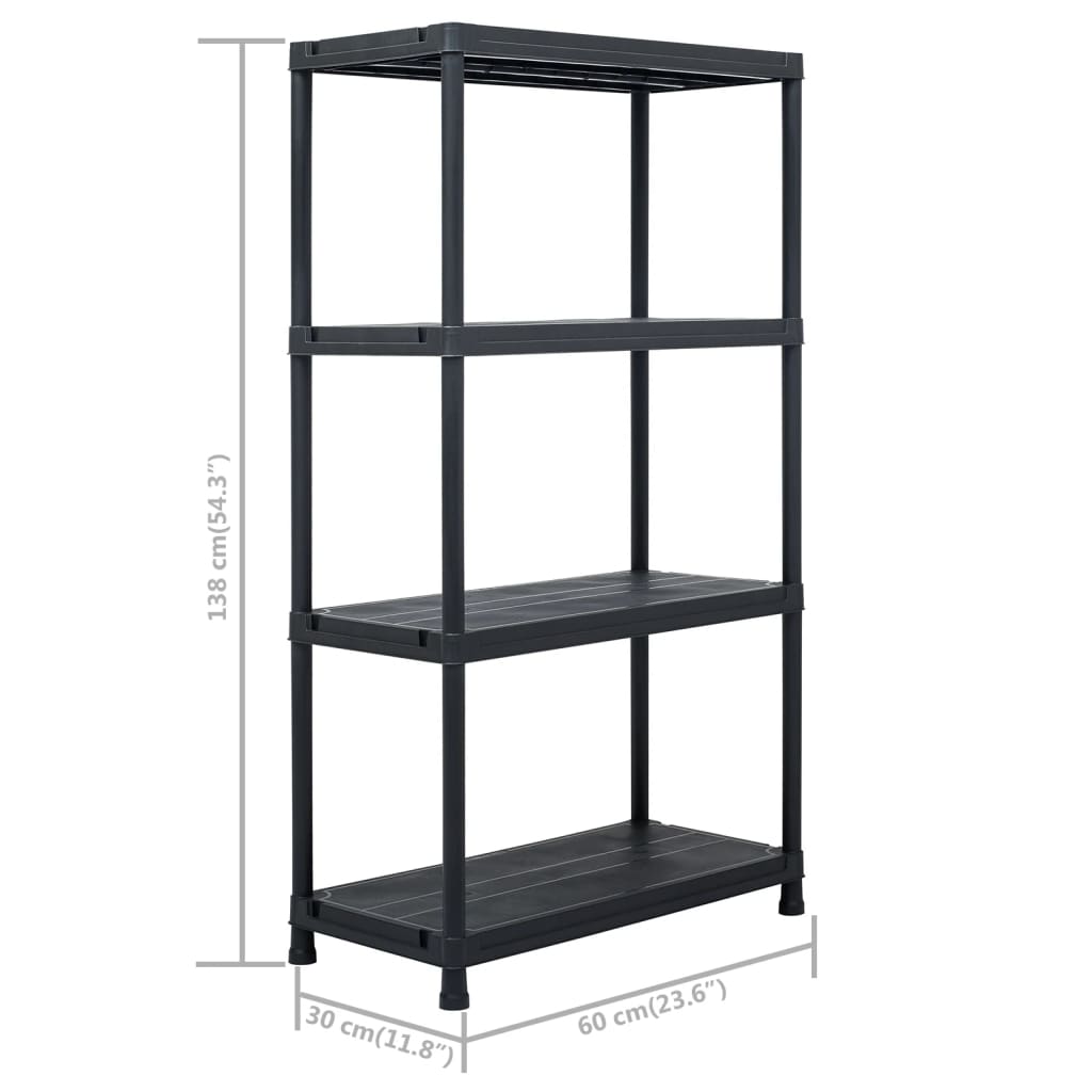Ραφιέρες 2 τεμ. Μαύρες 60 x 30 x 138 εκ. Πλαστικές - PAKOBAZAAR