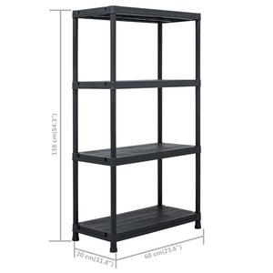 Ραφιέρες 2 τεμ. Μαύρες 60 x 30 x 138 εκ. Πλαστικές - PAKOBAZAAR
