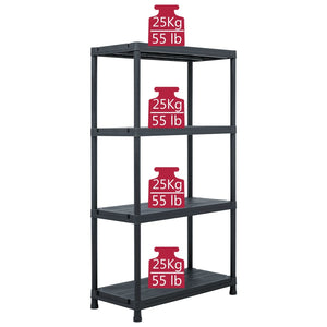 Ραφιέρες 5 τεμ. Μαύρες 60 x 30 x 138 εκ. Πλαστικές - PAKOBAZAAR