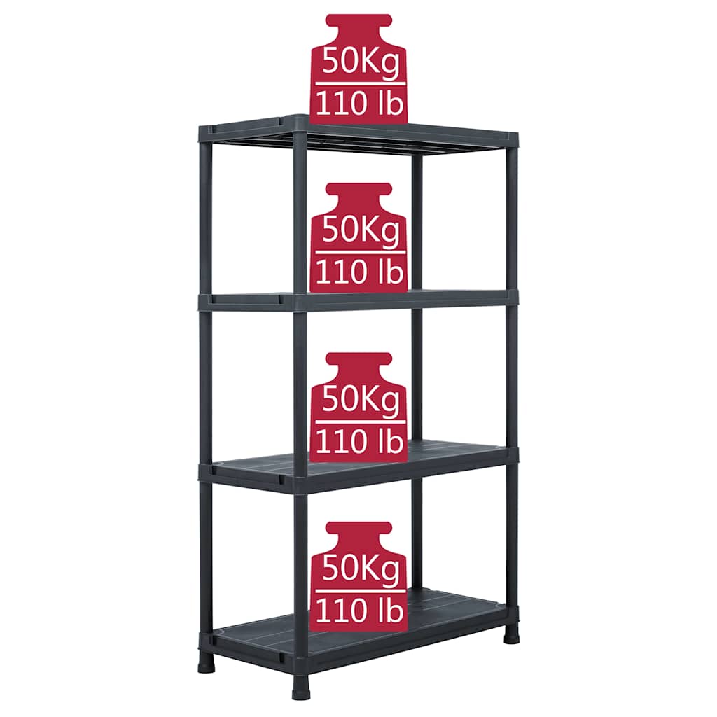 Ραφιέρες 2 τεμ. Μαύρες 200 κ. 80 x 40 x 138 εκ. Πλαστικές
