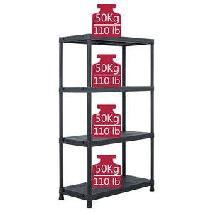 Ραφιέρες 2 τεμ. Μαύρες 200 κ. 80 x 40 x 138 εκ. Πλαστικές