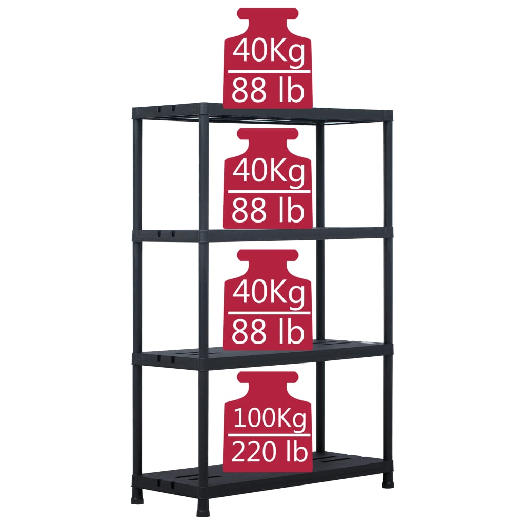 Ραφιέρες 2 τεμ. Μαύρες 220 κ. 90 x 40 x 138 εκ. Πλαστικές - PAKOBAZAAR