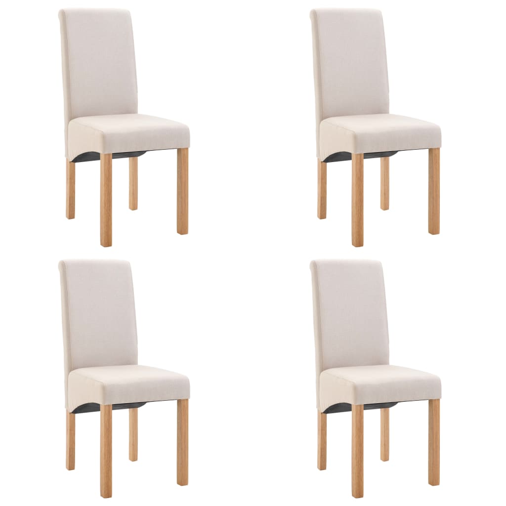 Καρέκλες Τραπεζαρίας 4 τεμ. Κρεμ Υφασμάτινες