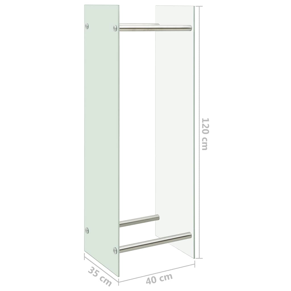 Ράφι Καυσόξυλων Λευκό 40 x 35 x 120 εκ. Γυάλινο