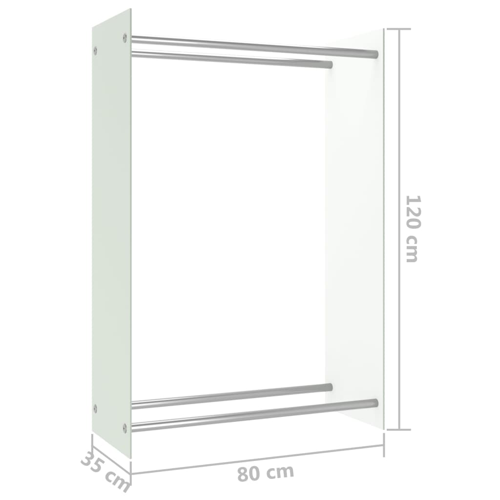 Ράφι Καυσόξυλων Λευκό 80 x 35 x 120 εκ. Γυάλινο - Pakobazaar