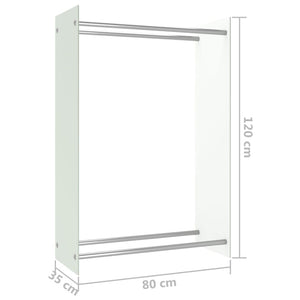 Ράφι Καυσόξυλων Λευκό 80 x 35 x 120 εκ. Γυάλινο - Pakobazaar