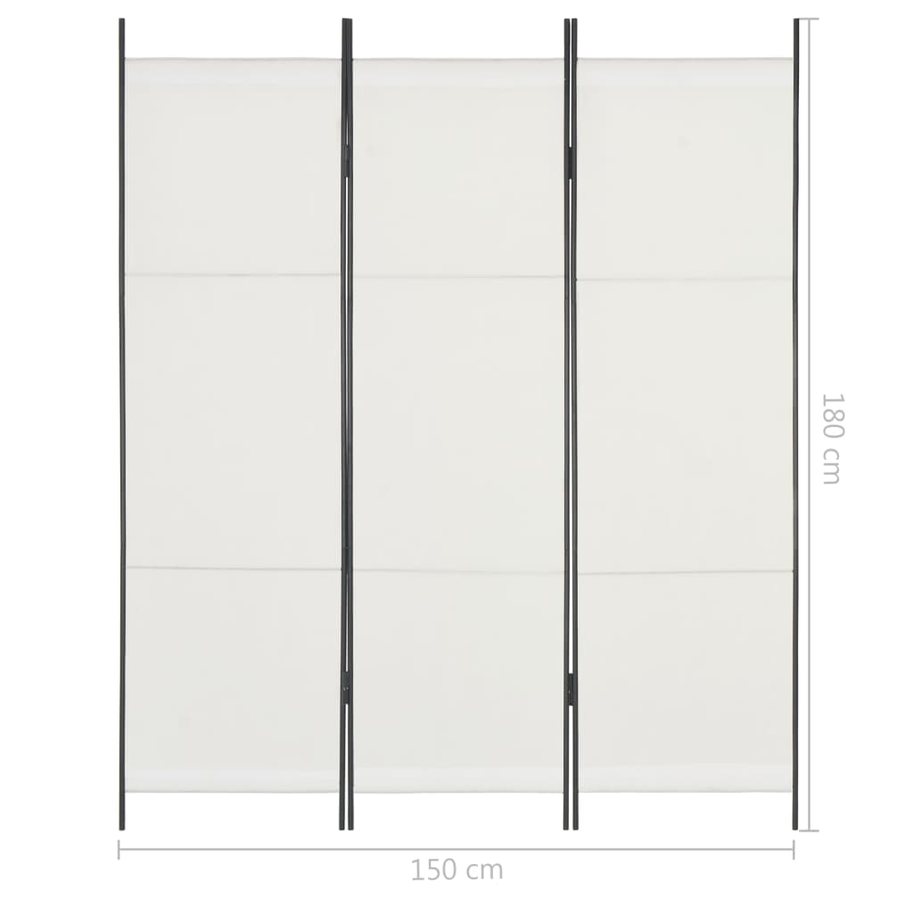 Διαχωριστικό Δωματίου με 3 Πάνελ Λευκό 150 x 180 εκ.