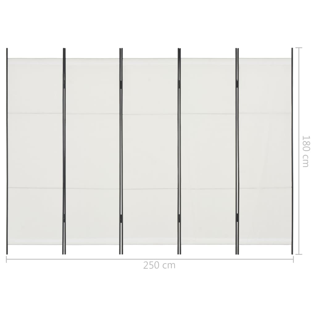Διαχωριστικό Δωματίου με 5 Πάνελ Λευκό 250 x 180 εκ. - Pakobazaar