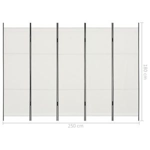 Διαχωριστικό Δωματίου με 5 Πάνελ Λευκό 250 x 180 εκ. - Pakobazaar