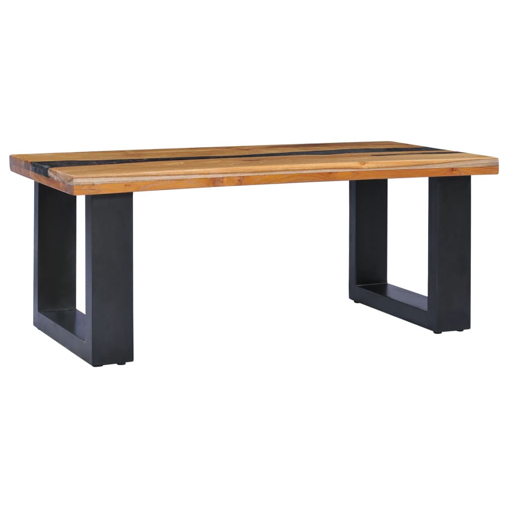 Τραπεζάκι Σαλονιού 100x50x40 εκ. Μασίφ Ξύλο Teak / Συνθ. Ρητίνη - PAKOBAZAAR