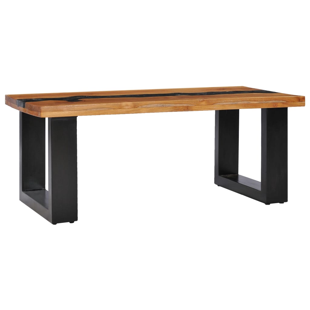 Τραπεζάκι Σαλονιού 100x50x40 εκ. Μασίφ Ξύλο Teak / Συνθ. Ρητίνη - PAKOBAZAAR