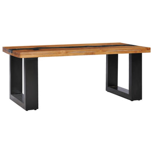 Τραπεζάκι Σαλονιού 100x50x40 εκ. Μασίφ Ξύλο Teak / Συνθ. Ρητίνη - PAKOBAZAAR