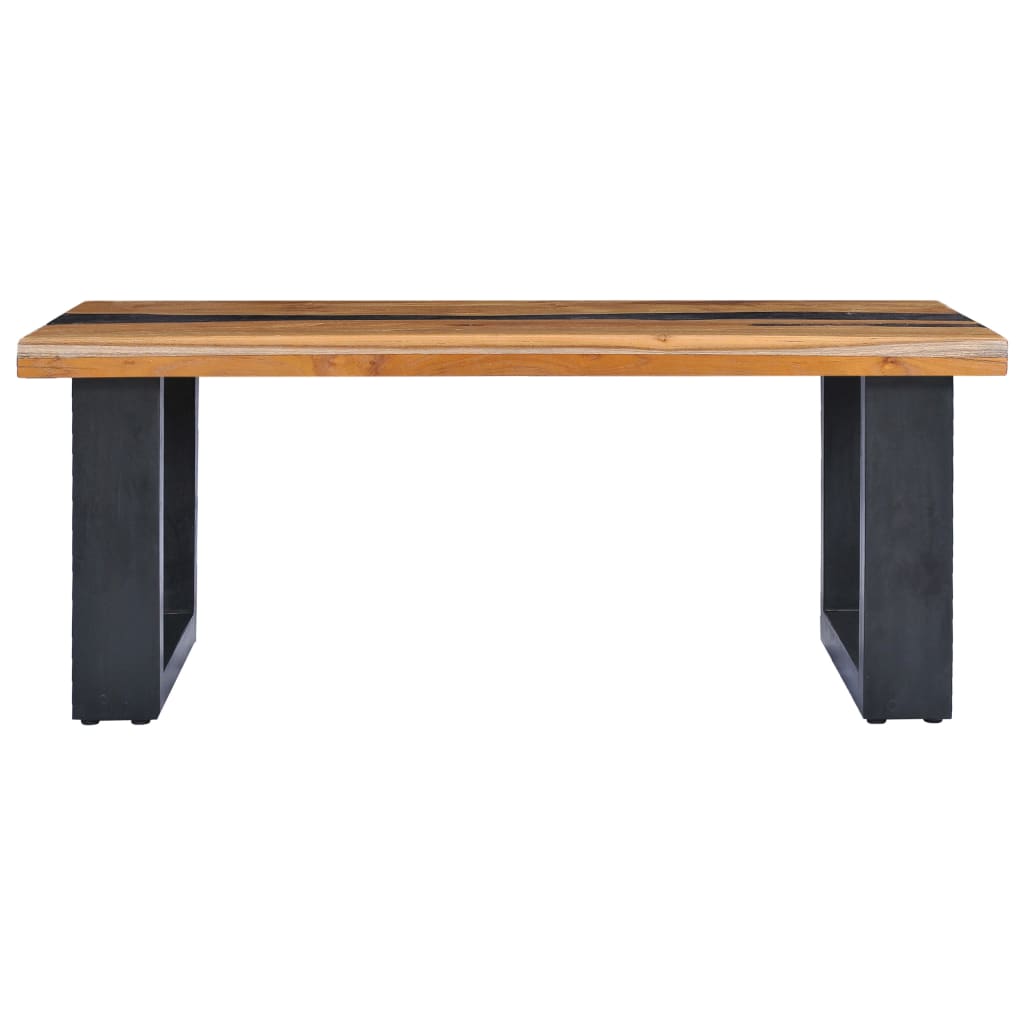 Τραπεζάκι Σαλονιού 100x50x40 εκ. Μασίφ Ξύλο Teak / Συνθ. Ρητίνη - PAKOBAZAAR