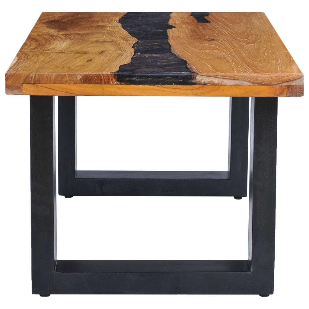 Τραπεζάκι Σαλονιού 100x50x40 εκ. Μασίφ Ξύλο Teak / Συνθ. Ρητίνη - PAKOBAZAAR