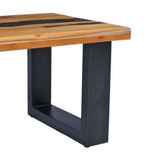 Τραπεζάκι Σαλονιού 100x50x40 εκ. Μασίφ Ξύλο Teak / Συνθ. Ρητίνη - PAKOBAZAAR